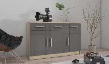 Komoda Parker 3D3S - dub sonoma/grafit