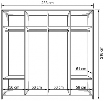 Šatní skříň MULTI 32, 233cm (M) ? kathult / bílé pásy
