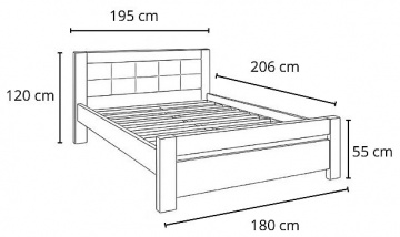 Postel ELANA 2 180cm, s roštem a s úložným prostorem ? společný detail