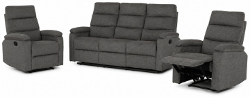 Sedací souprava, polohovací, šedá, látka, ASD-C5980 GREY2 ? Šedá