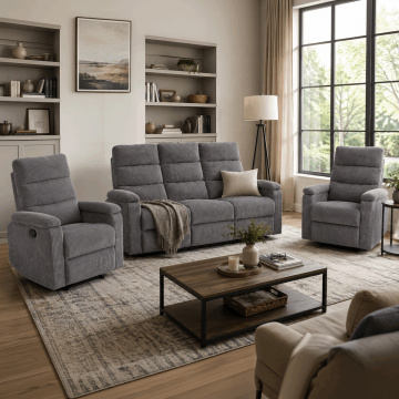 Sedací souprava, polohovací, šedá, manšestrová látka, ASD-C5981 GREY6 ? Šedá