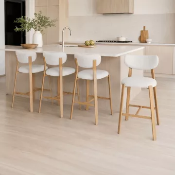 Barová židle, bílá, látka, AUB-L3125 OAK ? Bílá