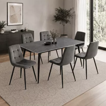 Jídelní židle, šedá, sametová látka, CT-V5081 GREY4 ? Šedá