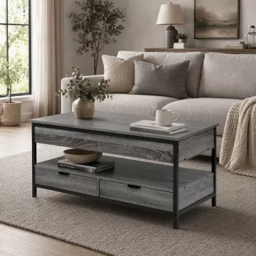 Konferenční stolek se zvedací deskou 100x50x48cm, mdf, šedý dub, CT-I1201 GREY ? Šedá