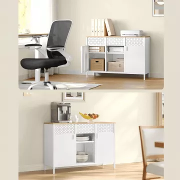 Komoda 110x40x76cm, kov, bílá, AUK-E1420 WT ? Bílá