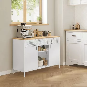 Komoda 110x40x76cm, kov, bílá, AUK-E1420 WT ? Bílá