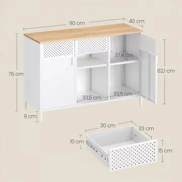 Komoda 110x40x76cm, kov, bílá, AUK-E1420 WT ? Bílá