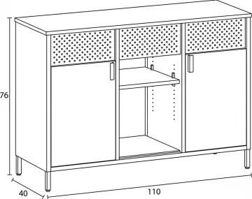 Komoda 110x40x76cm, kov, bílá, AUK-E1420 WT ? Bílá