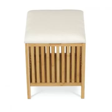 Bambusový koš na prádlo se sedákem - taburet DR-B066