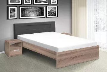 Dřevěná postel Meadow lux dub sonoma/šedé čelo