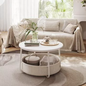 Konferenční stolek AFK-E1144 WT - bílý, s úložným košem