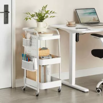 Pojízdný úložný vozík - bílá (APV-E1037 WT)