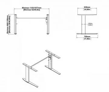 Vkov nastaviteln psac stl Office 80400/318 - rozmry