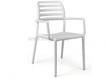 Odolná plastová jídelní židle Costa křesílko bianco