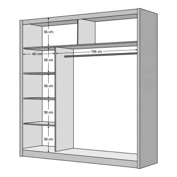 Sk s posuvnmi dvemi, ern/dub craft, 203x215 cm, LADDER