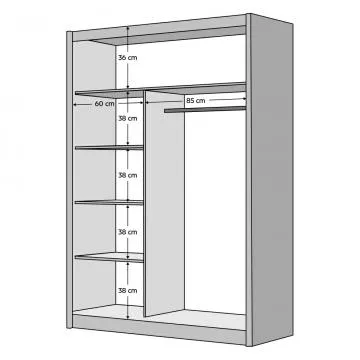 Sk s posuvnmi dvemi, ern/dub craft, 150x215 cm, LADDER