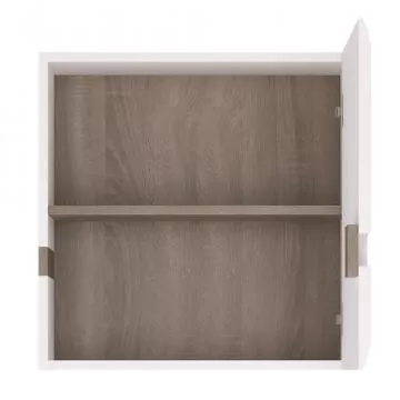 Visící skříňka, bílá extra vysoký lesk HG / dub sonoma tmavý truflový, LYNATET TYP 65