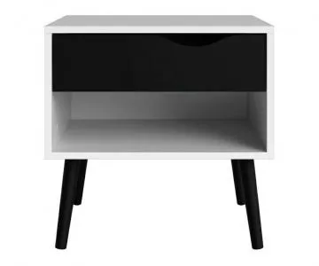 Noční stolek Retro 394 - bílá/černá