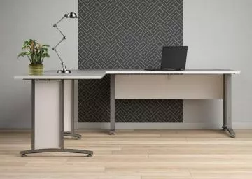 Rohový psací stůl Office 80400/72 - bílá/silver grey