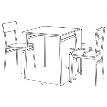 Jídelní set AUT-O2122 rozměry