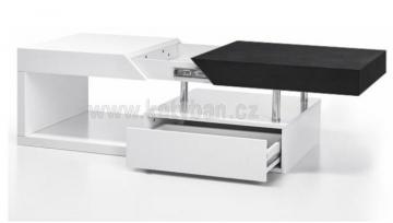 Moderní konferenční stolek Melida bílá lesk/černá
