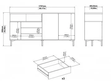 Komoda Atrei 178 bl/dub sonoma