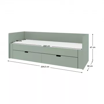 Rozkl�dac� postel, �edozelen�, 90/180x200, ANTONY