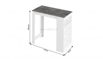 Barový stůl, bílá / beton, Austen