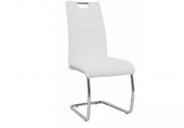 Jídelní židle Abira - Bílá ekokůže/světlé šití/chrom