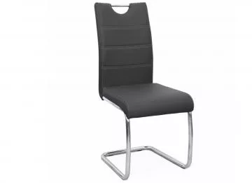 Jídelní židle Abira - Ekokůže černá/světlé šití/chrom