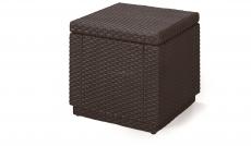 Ratanový taburetek Cube hnědý