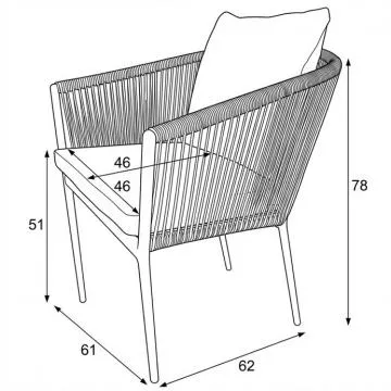 Zahradn� k�eslo AZC-C1179 - rozm�ry