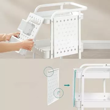 Pojízdný úložný vozík - bílá (APV-E1037 WT)