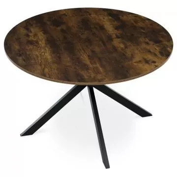 Stl jdeln kulat, 120x120x75,5 cm, MDF star devo, ern kovov nohy HT-F4120 OLW