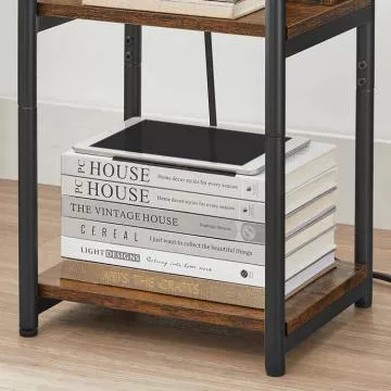 Odkládací stolek AFK-E1175 OLW - old wood, s USB a zásuvkou