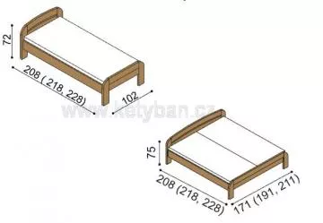 Dřevěná postel z masivu Gabriela s rovným čelem rozměry