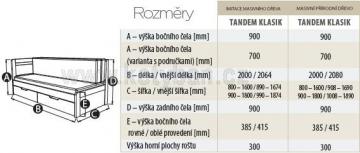 Rozkldac postel Tandem klasik s podrukami - rozmry