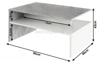 Konferenční stolek Damoli - beton/bílá