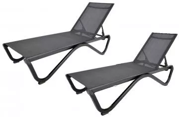 Zahradní lehátka ZWL-515 DUO - hliníková (set 2 ks) - černé