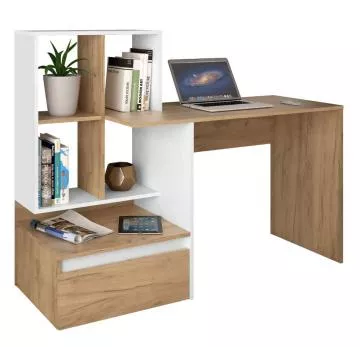 PC stůl, dub artisan/bílá, NEREO