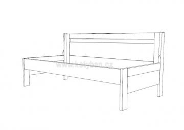 Dřevěná postel Tina bez područek - nákres