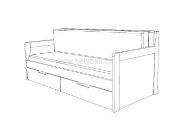 Rozkldac postel Tandem klasik s podrukami - nkres
