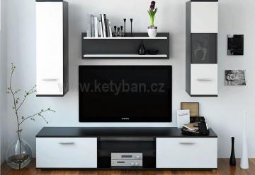 Obývací stěna Waw new - černí/bílá