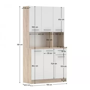 �estidve�ov� kredenc PELION NEW - dub sonoma/b�l�