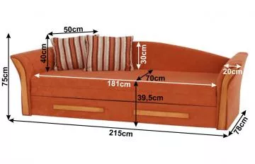 Pohovka, oranov/pruhovan vzor/jela, PATRYK