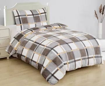 Povlečení mikroply - Káro lutoedobílé