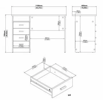 Psací stůl Felix 146 rozměry