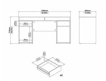 Psac� st�l Felix 481/02, rozm�ry