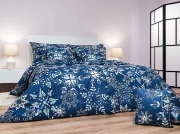 Bavlněné povlečení Snowflakes tmavě modré