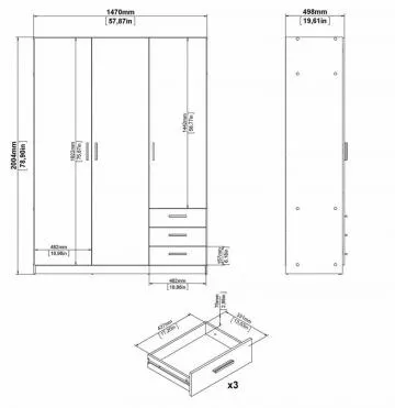 Šatní skříň Spike 085 rozměry
